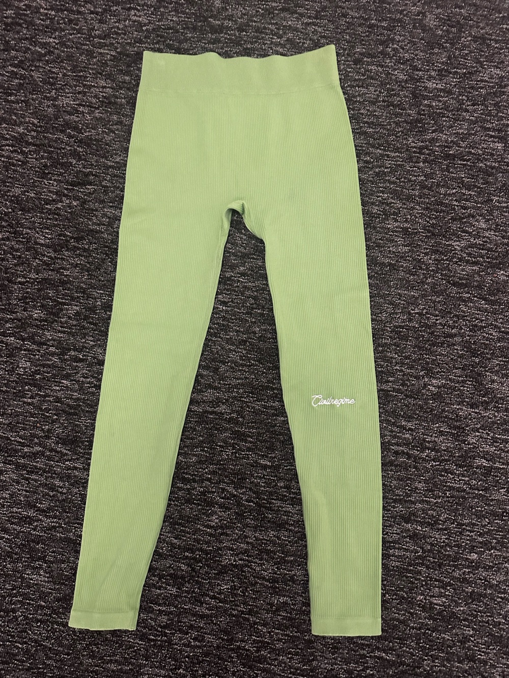 Civil Regime V2 Ribbed Script Leggings 
with Script Logo on leg